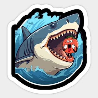 sharks eat tomatoes Sticker